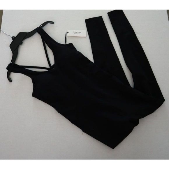 Calvin Klein Performance PF2D8044 Women Sz XS Black Fitted Strappy Jumpsuit $100 - Picture 5 of 10
